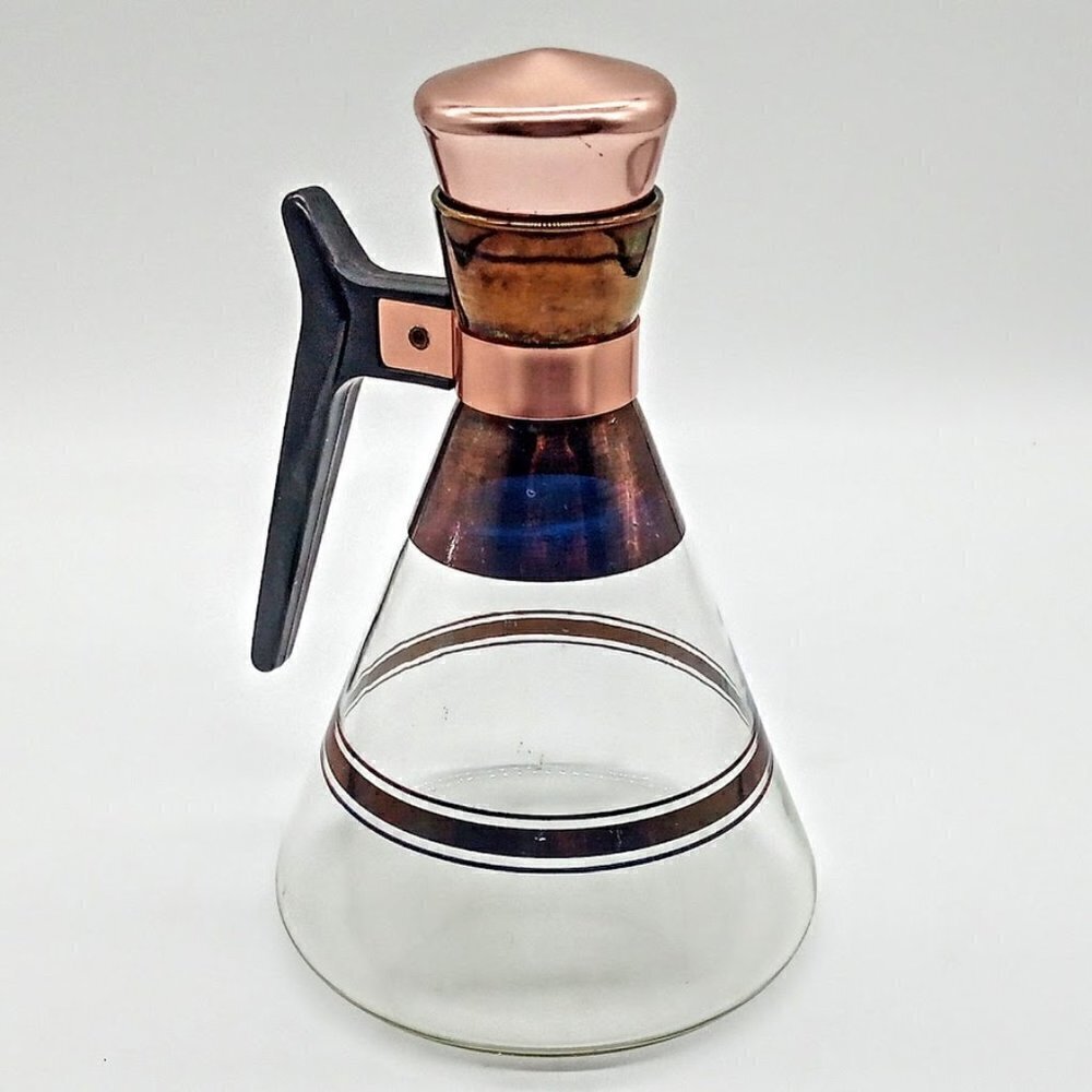 Vintage MCM Copper Glass Coffee Carafe